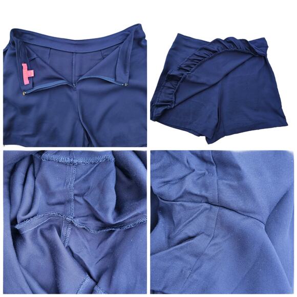 Faye Skort Lilly Pulitzer Size 8 Stretch Ruffled Shorts Skirt  Navy Blue EUC - Picture 3 of 6